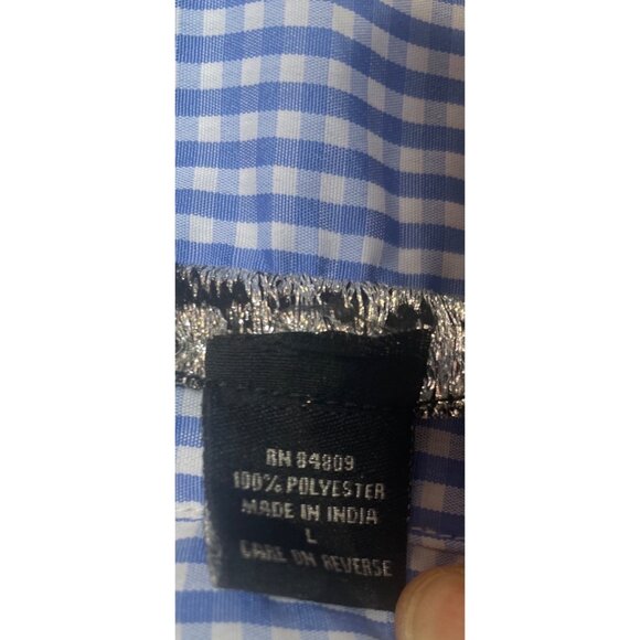 Step In Style Womens Blue & White Gingham Sleeveless Button-Up Tunic Top High Lo - Picture 5 of 5